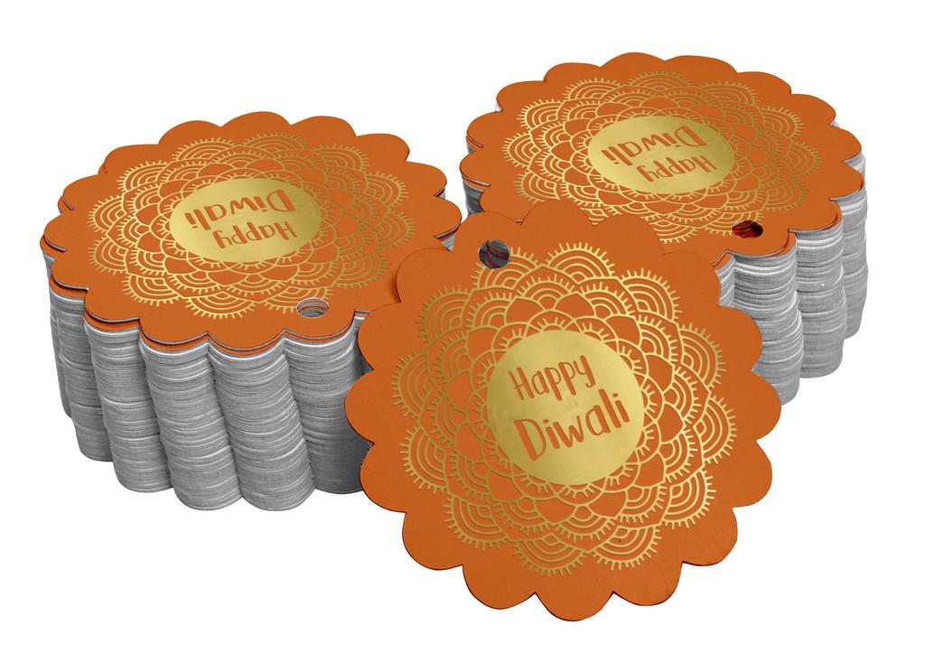 Inkdotpot 100 шт. в упаковке. Бумажные бирки Happy Diwali Favor, поделки из настоящей золотой фольги