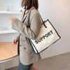 Женская сумка-тоут из холста с надписью, повседневная молния, мягкая, вместительная, сумки через плечо, сумки для покупок, простая, в европейско-американском стиле