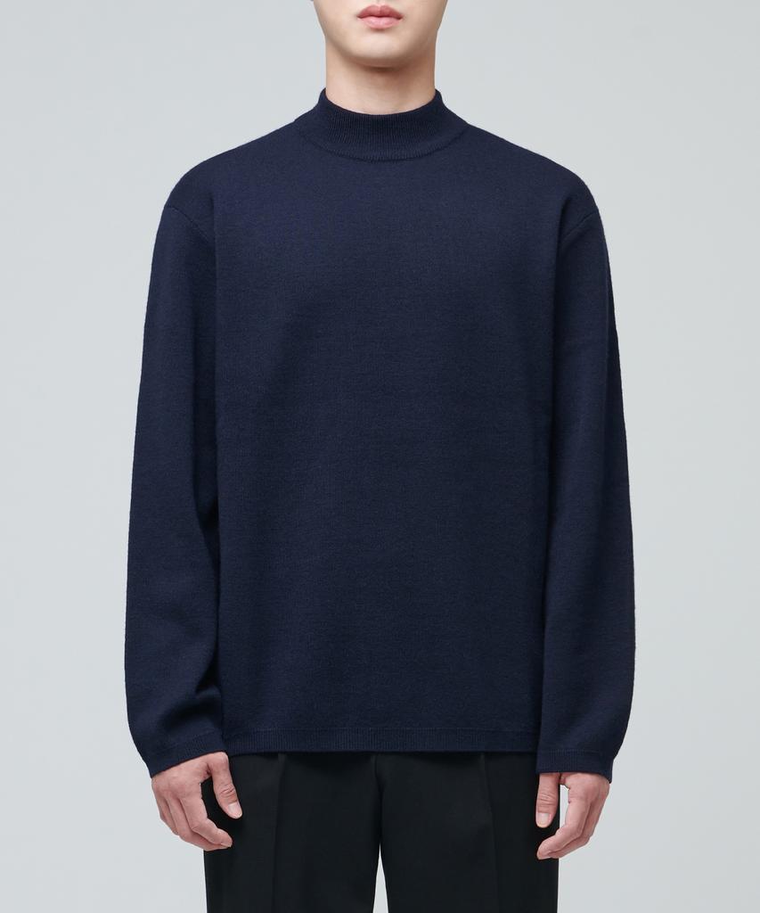 MUSINSA STANDARD Minimal Mock Neck Knit [Navy]