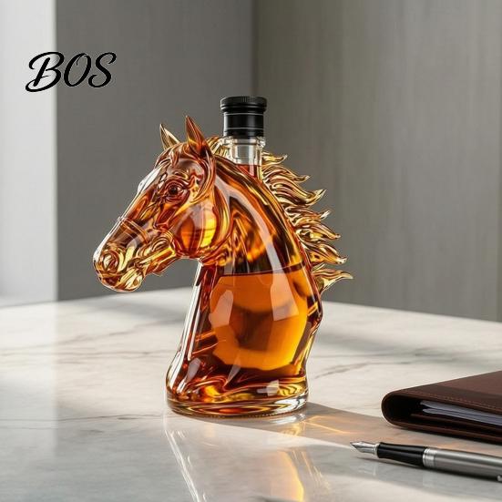 Whiskey Storage Bottle Horse Head Decanter, Funny Glass Liquor Bottle, 350ml Wine Unique Decanter Spirits Novelty Bar Decor Gift for Men Dad