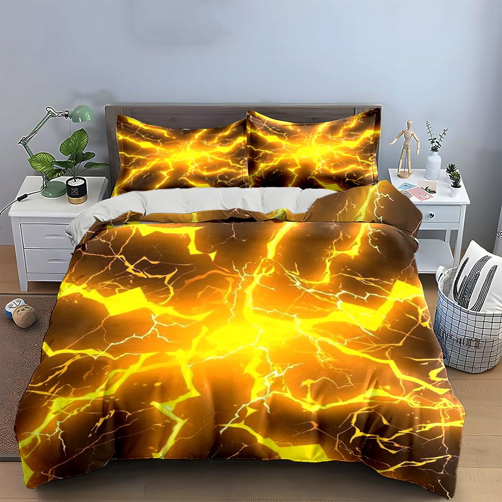 Yellow lightning bolt pattern. Bedding sets Duvet cover sets Duvet covers Pillowcases(1 * Duvet Cover 2 * Pillowcases, without duvet insert)