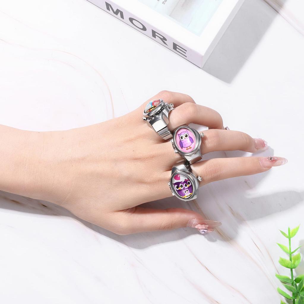 Кольцо Часы Сова Кольцо Бесплатно Милые Часы Кольцо Аналоговые Водонепроницаемые Кварцевые Часы Сплав Нержавеющая Сталь Серебро Подарок На День Рождения Рождество Для Подруги
