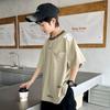 Boys' short sleeved casual T-shirt summer 2026 new item, mid size children's summer outfit, half sleeved top, children's perforated pocket