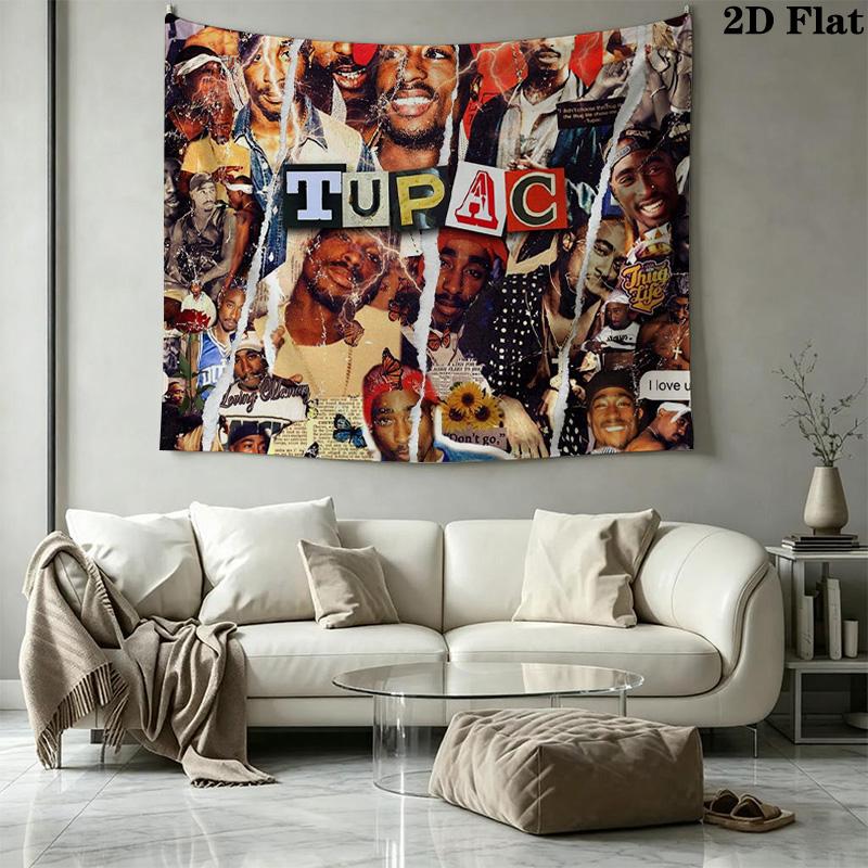 Tupac Poster Wall Tapestry Aesthetic Wall Hanging Printed Fabric Blanket Decorative Tapestries for Bedroom Living Room Home Decor