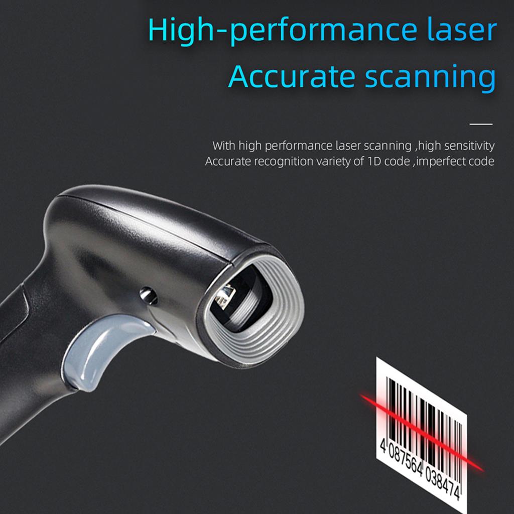 USB Barcode Scanner 1D Handheld Wired Bar Code Reader with Stand Support Paper Code Compatible with