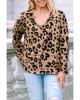 Leopard Print V Neck Long Sleeve Top