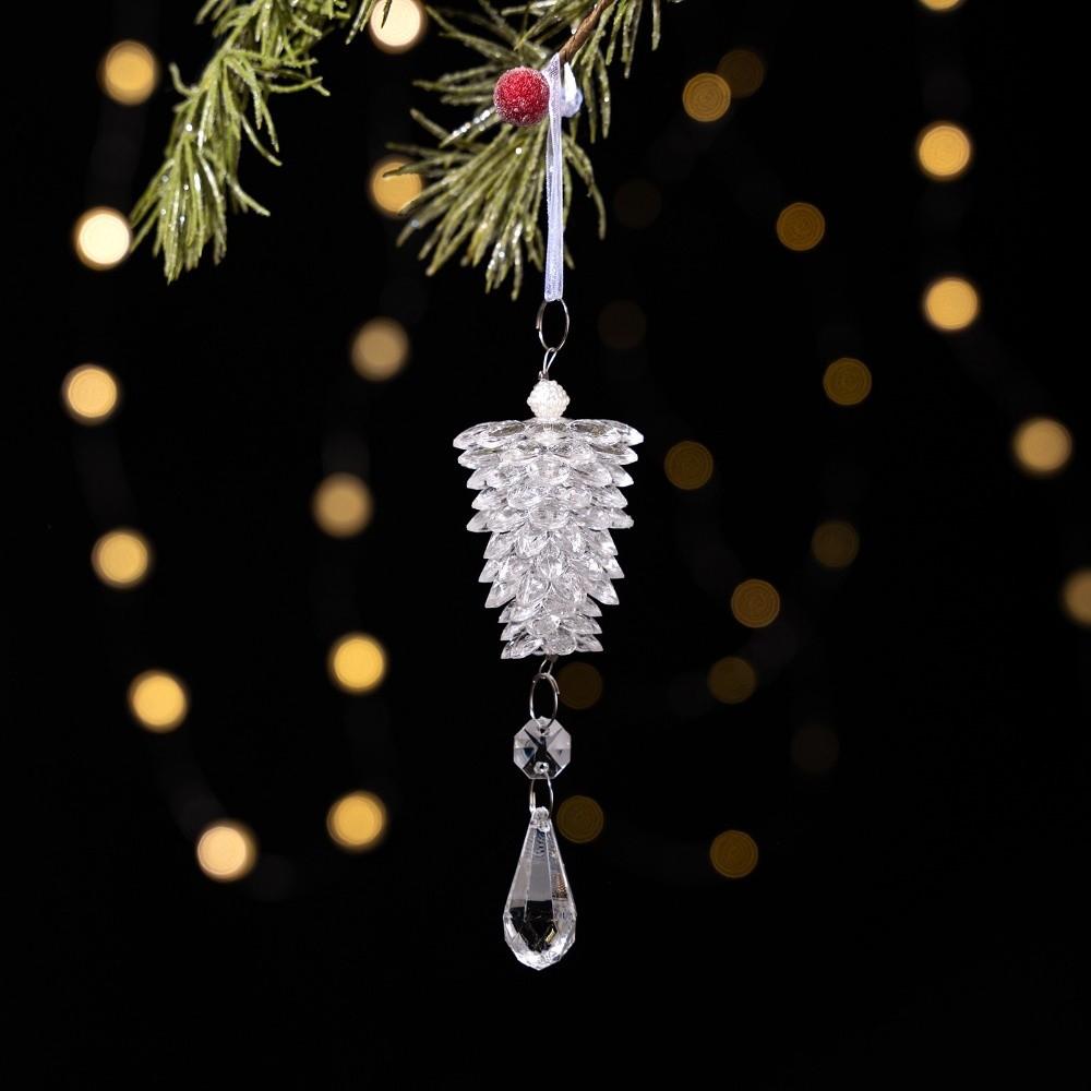 New Acrylic Christmas Tree Pendant Simulated Pinecone Transparent Crystal Pinecone Pendant Christmas Pendant Home Decoration