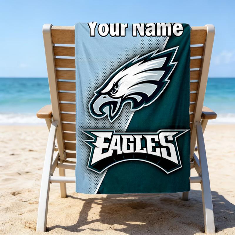 1pc Fashion Cool Eagle Logo3 Beach Towel with Custom Name, Beach/Swimming/Bath/Picnic/Camping Towel, Suitable for Seaside Beaches