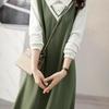 Autumn Dress Contrasting Colors and Waist-reducing Slimming and Age-reducing Mid-length Dress for Women