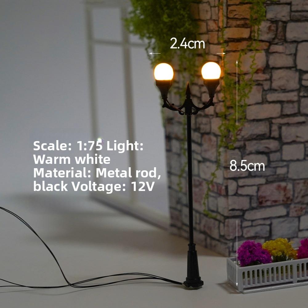 DIY Miniature Street Lamp White/Warm Light Park Lamppost High Light Layout Material