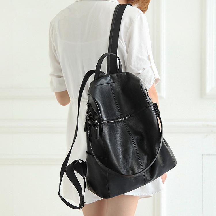 Genuine Leather Women's Bag, New Leather Backpack, Large Capacity Backpack, Academic Style Backpack, European and American Retro Bag