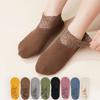 Осенние и зимние женские теплые утолщенные носки-тапочки универсальные кружевные короткие свободные носки для сна