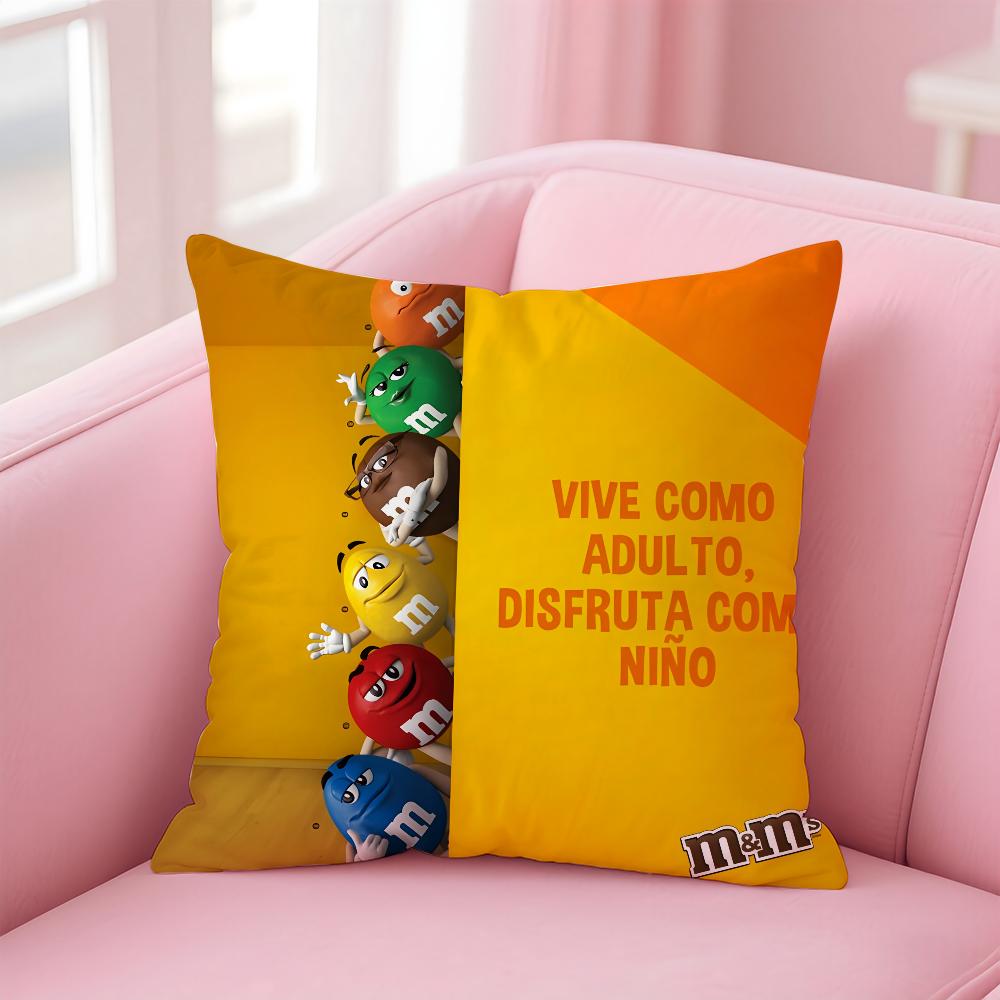 Модная Наволочка для Подушки с Шоколадными Конфетами M&M'S, Мем-Подушка, Наволочка Защитная от Пылевых Клещей, Невидимая Молния, Шелковистый Короткий Плюш, Чехол для Подушки Дивана