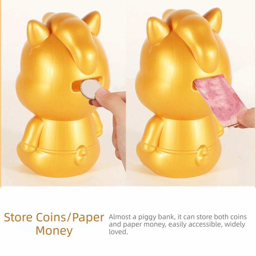 Прочная Золотая Мультяшная Копилка Утолщенная Небьющаяся Зодиакальная Лошадь Банка для Монет Прочная На Удачу Коробка для Экономии Монет Подарок