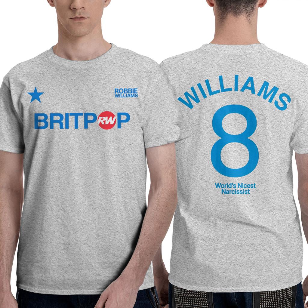Смешные футболки Robbie Williams Britpop Tour 2025 для мужчин С круглым вырезом 100% хлопок Футболка с коротким рукавом Одежда больших размеров