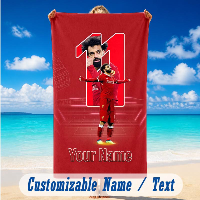 Beach Towel Custom Name Text, Quick Dry Large Towel For Beach HomeMohamed Salah