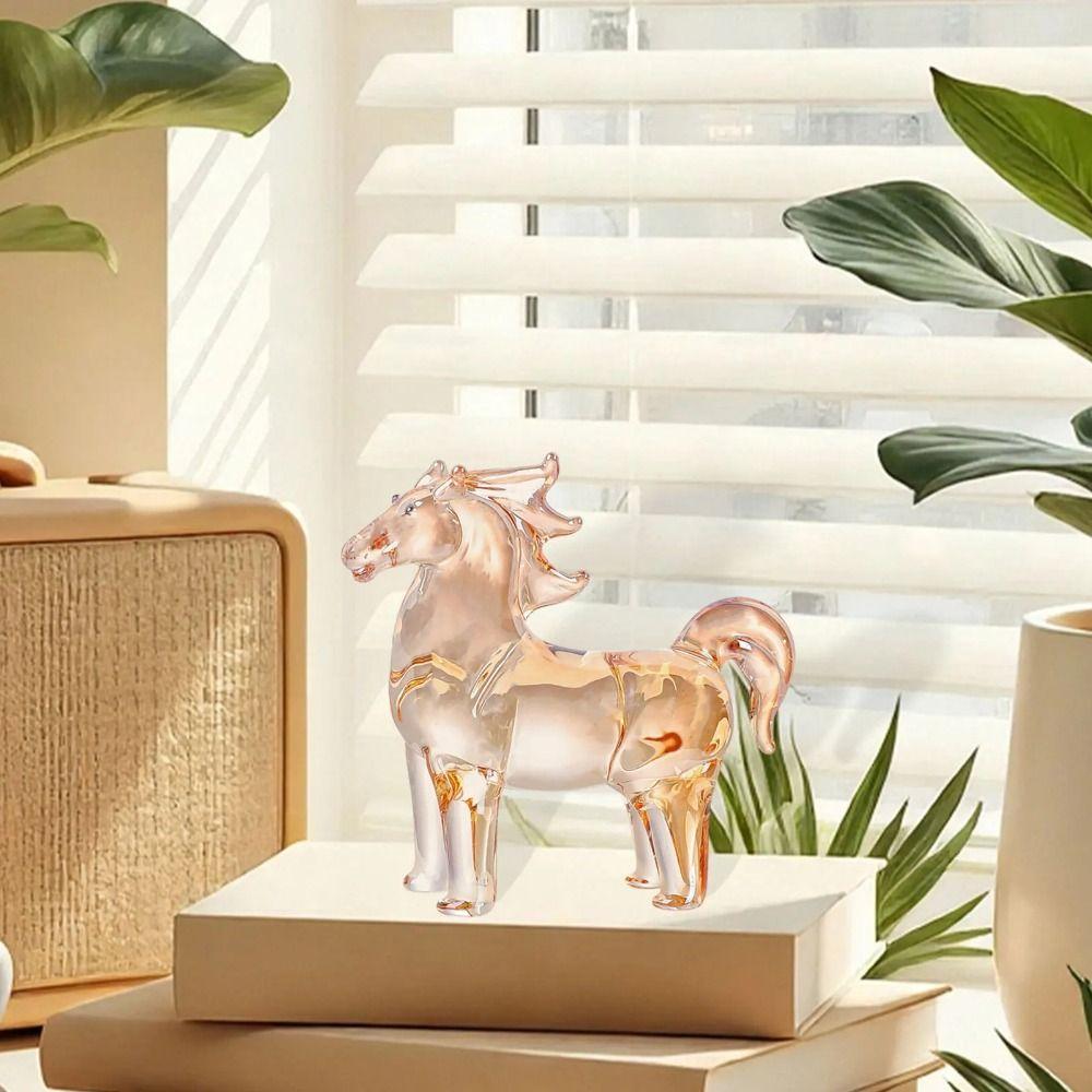 Colorful Decorative Crystal Horse Statue Sturdy Glass Animal Sculpture Home Decor