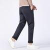 Fengxiao Men's Fleece-Lined Elastic Waist Straight Leg Business Casual Pants
