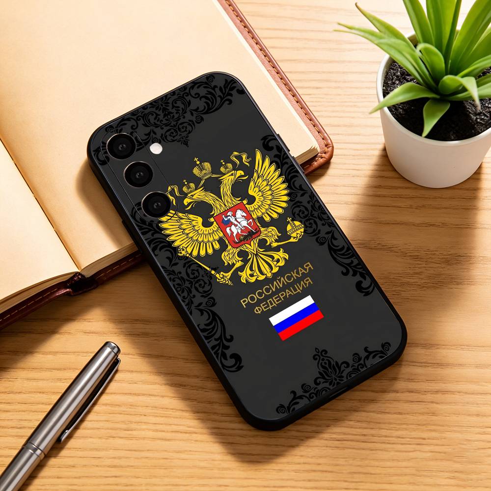 Russia F-Flag National Emblem Phone Case For Samsung Galaxy A73,A72,A71,A70,A53,A52,A51,Others Soft Black Cover