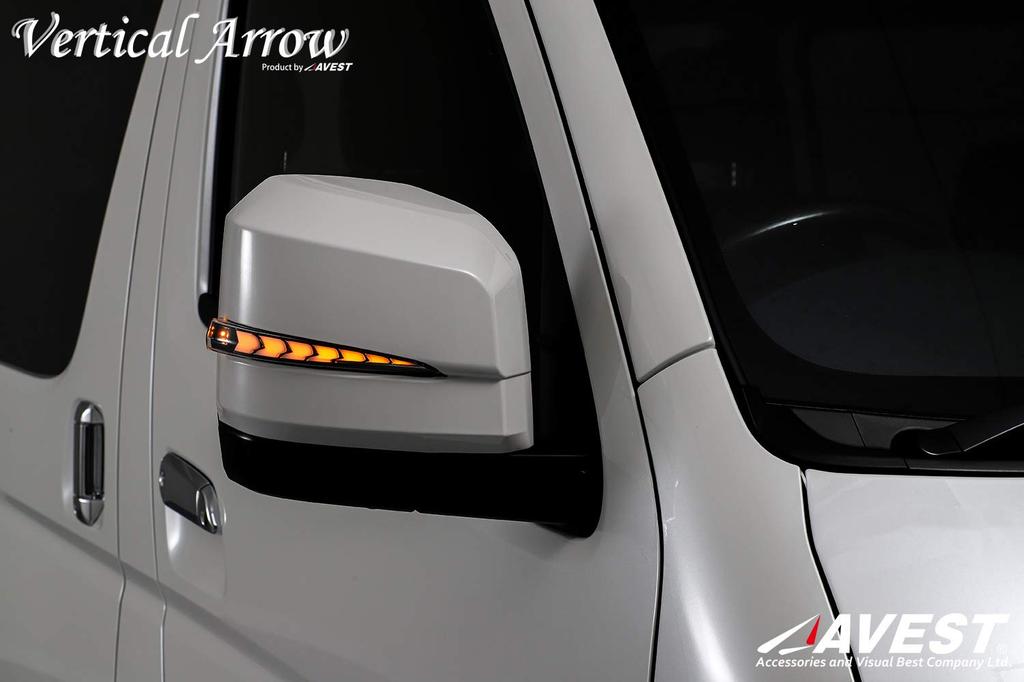 AVEST VerticalArrow Flowing Door Mirrors and Turn Signal Lenses for Toyota Hiace 200 Series in Bronze Gold Paint Color 070 (6th Generation)