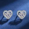 Real Moissanite Diamond Heart Stud Earrings 1ct D Color 925 Sterling Silver Earring Fine Jewelry Gifts for Women