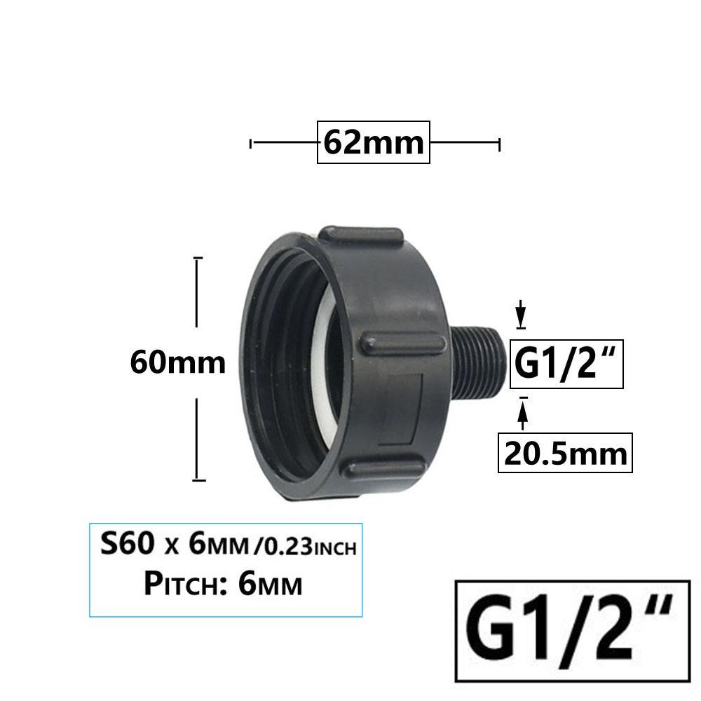 Адаптер для бака IBC S60 x 1/2" 3/4' 1" 1,5 2" 63/75/80/100 мм резьбовое соединение Ton Barrel Connect 1000 литровое соединение для бака IBC