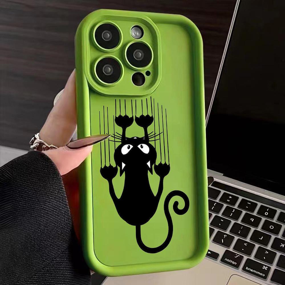 LZ9 мультяшный кот милый художественный дизайн силиконовый чехол для телефона iPhone 11 13 14 15 16 Pro Max 7 8 16 Plus 12 mini XS Max XR противоударный задний чехол