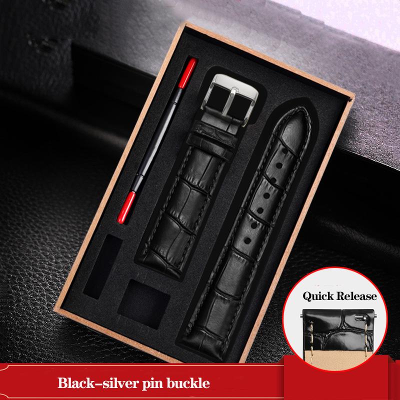 Watchband Blue Black Cowhide Leather Strap Butterfly Buckle Fits All Brands Of Watches Men Women 121415161819202223mm