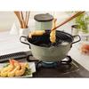 Mannen Gelsomino Tempura Pot with Deep Frying Rack, 23cm, Induction Compatible, Tiered Design, with Spout, Silicone Coating, and Strainer for Easy Oil