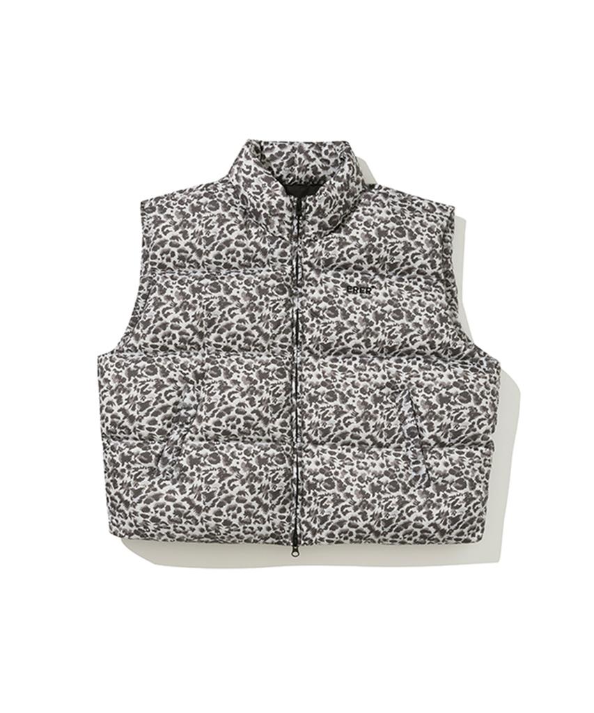 Erer Leopard Print Down Vest Gray