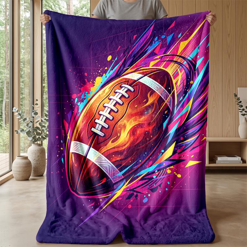 Dynamic Football Action Theme blanket Lightweight Warm Flannel Blanket Decorative Throw Blanket for Home Decoration