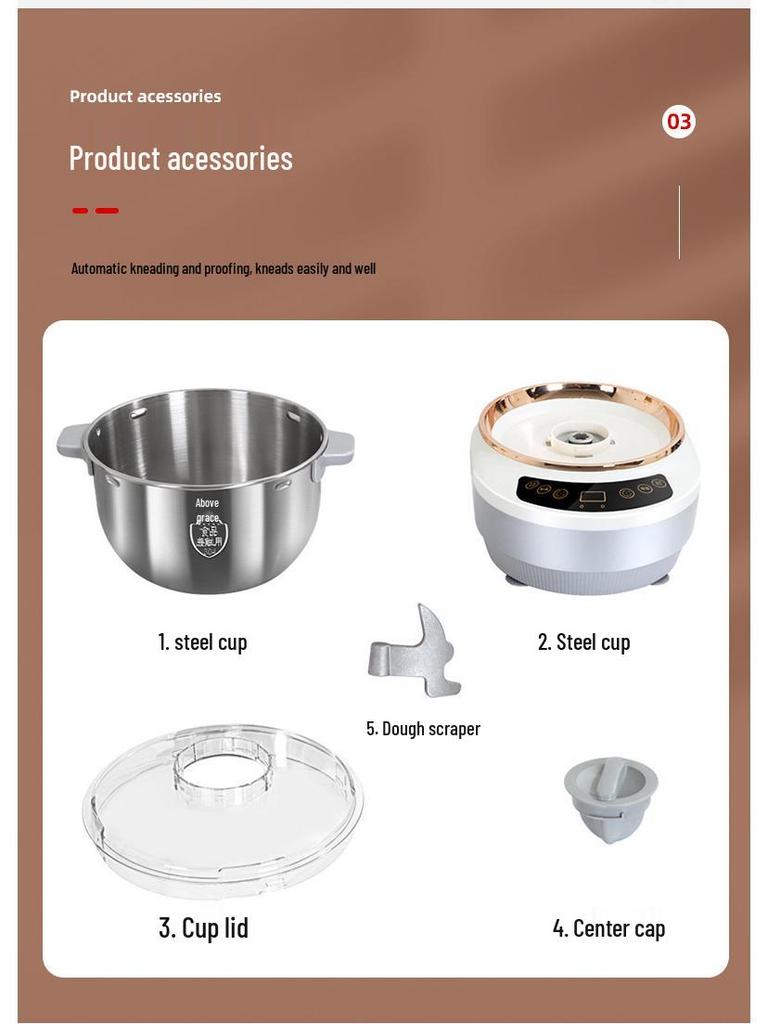Stainless Steel Multi-Function Household Dough Mixer & Meat Grinder
