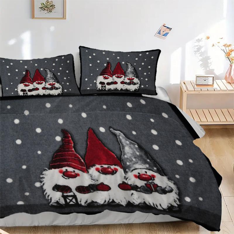 3Pcs Christmas Gnome Trio Bedding Sets For All Sizes New 3D Printed Bed Cover Comforter Duvet Cover Pillowcase Bedroom Decoration