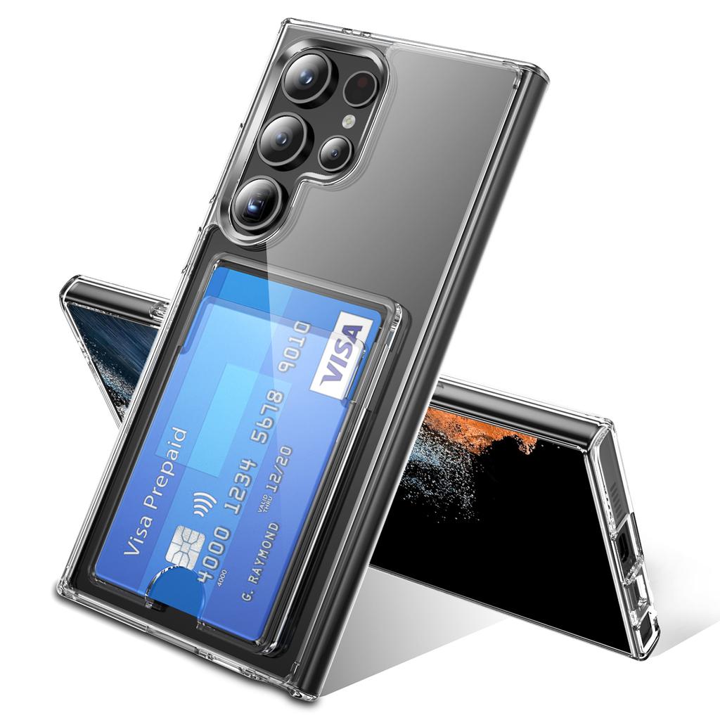 Прозрачный чехол для Samsung Galaxy S25 Ultra из ТПУ+ПК+акрила, чехол для мобильного телефона с держателем для карт