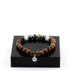 Namibian Chrysocolla + Hematite + Angelite + Wood 8 Mm Bead Bracelet