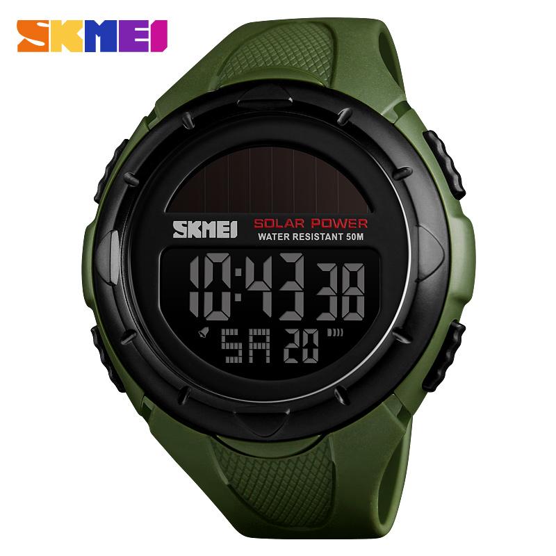 SKMEI 1405 LED Display Shockproof Waterproof Watch for Men Solar Sport Digital Military Mens Wristwatch Clock 1068 Reloj Hombre