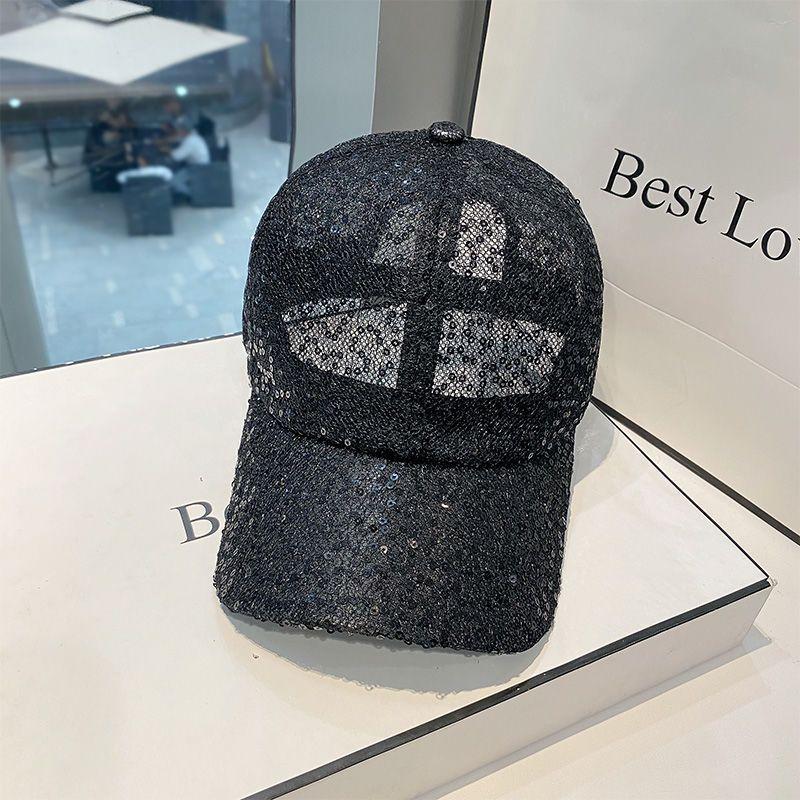 Женская бейсболка, блестящая сетчатая кепка с пайетками в стиле хип-хоп, летняя кепка-тени для отдыха на открытом воздухе, кепка-утконос для водителя грузовика, регулируемая