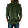 Women's Casual Button Down Three-Quarter Sleeve Color Blouse with Lapel Collar