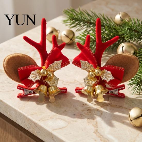 Reindeer Antler Hair Clips for Women Christmas Girls, Xmas Festive Cute Headpiece Kids Barrettes, Holiday Accessories Party Cosplay Photo Props