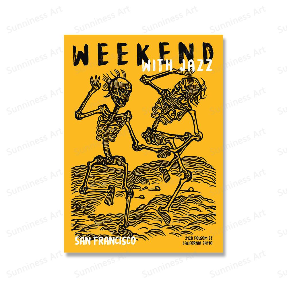 Abstract New Orleans Jazz Festival Black Cat Art Canvas Painting Nordic Posters And Prints Wall Pictures For Living Room Decor