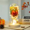 Halloween Light Up Pumpkin In Clear Cloche Handmade Glowing Pumpkin Light for Home Kitchen Mantel Tabletop Indoor Halloween Decoration