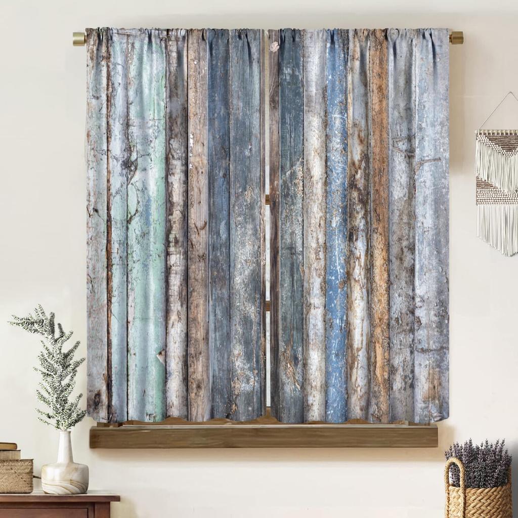 Шторы Блэкаут с рисунком деревянных досок Рустикальные Винтажные Деревянные Доски Фермерский Принт Карман для Штанги Оконные Занавески для Спальни Гостиной