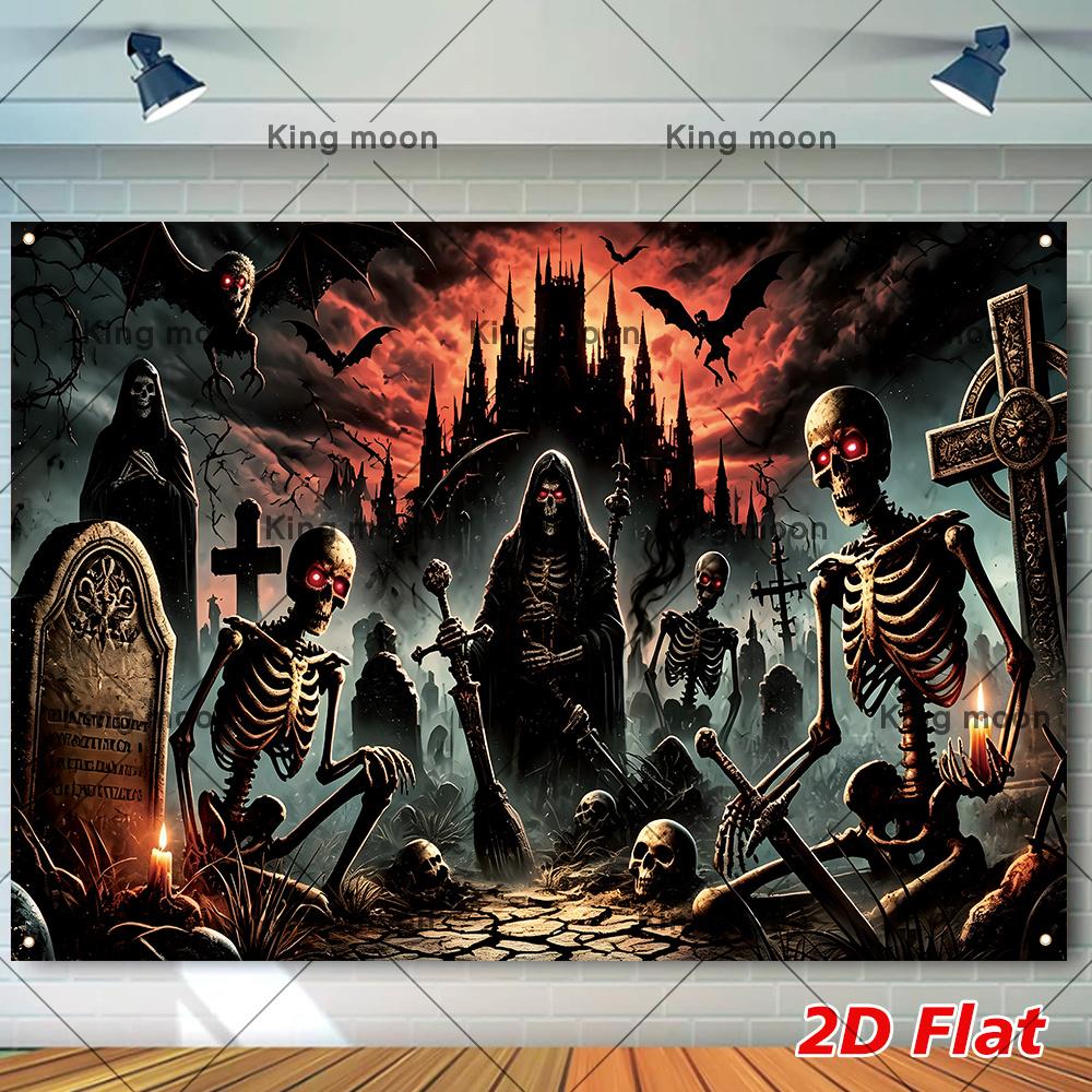 Decorative Photo Backdrop, Polyester Fabric, for Halloween Party Indoor Outdoor Decor