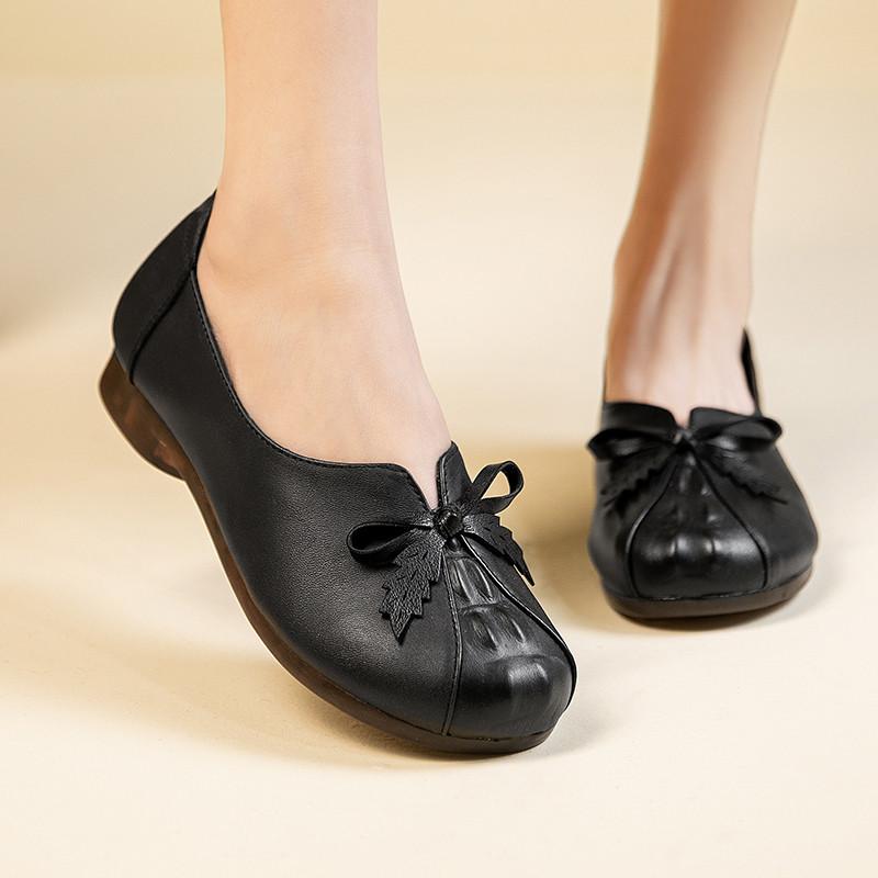 Возврату и обмену не подлежит [Распродажа] Туфли с бантом из коровьей кожи первого слоя, удобная мягкая подошва, рабочие туфли