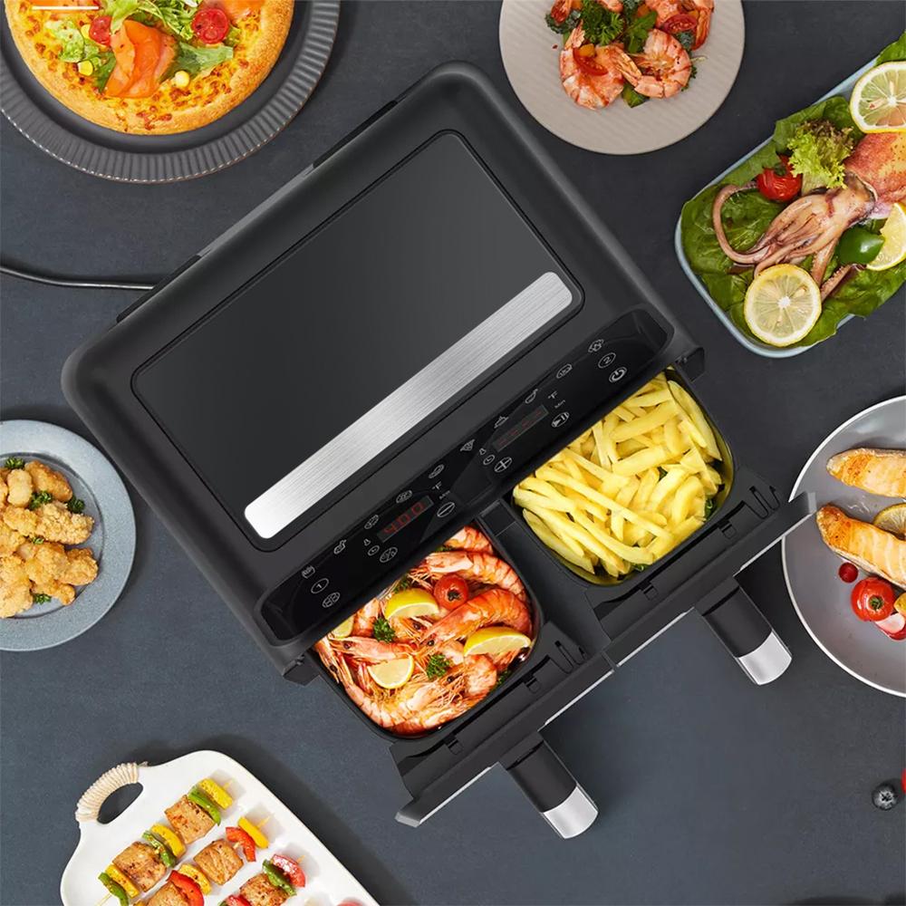 MAMNV Double Basket Air Fryer 8L 1700W Multifunctional Low Oil And Light Fat Fryer Intelligent NTC Precise Temperature Control