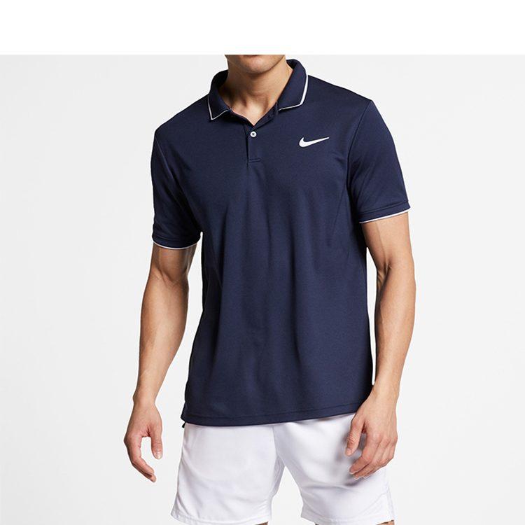 Nike Мужские рубашки-поло Синие с воротником-поло Умеренные Другое 939138-452