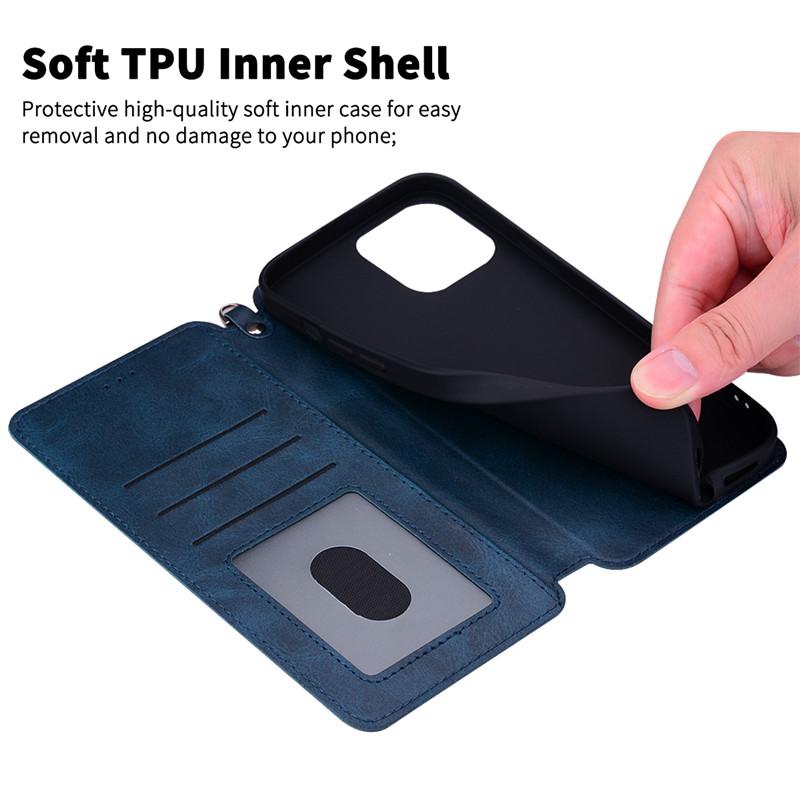 Высококачественный кожаный чехол-книжка-кошелек для Samsung Galaxy A14 A12 A34 A54 Xiaomi Redmi 12C 10C Xiaomi Mi Poco Apple iPhone Huawei Honor Мягкий чехол для телефона