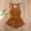 Летняя одежда для малышей, шорты на подтяжках для маленьких девочек, детский комбинезон без рукавов с леопардовым принтом, брюки на бретельках