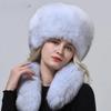 Women Winter Bomber Ushanka Hats Russian Woman Fluffy Trapper Natural Fox Fur Warm Round Fur Hat