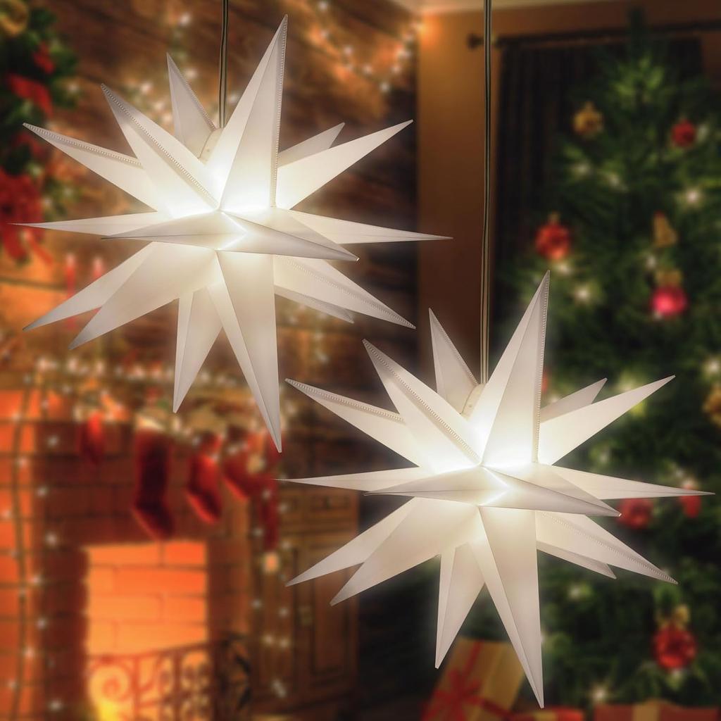 18" Moravian Star Christmas Lights Decorations, Hanging Christmas Decor